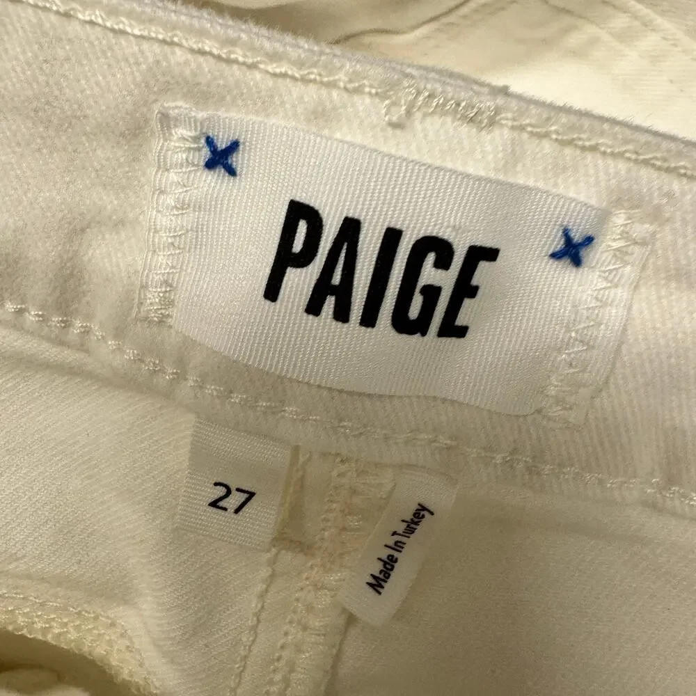 Paige Edgemont Jeans Womens‎ 27 (28x28 ACTUAL) High Rise White Denim Moto Skinny